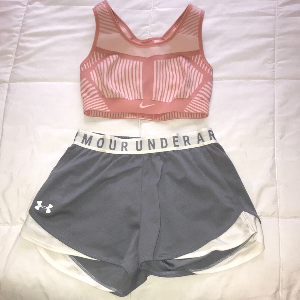 Nike FlyKnit FE/NOM Sports Bra & UA Play Up 3.0
